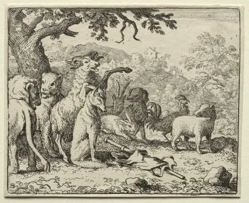 Reynard the Fox:  The Benediction Given to Reynard, by Allart van Everdingen, 1662