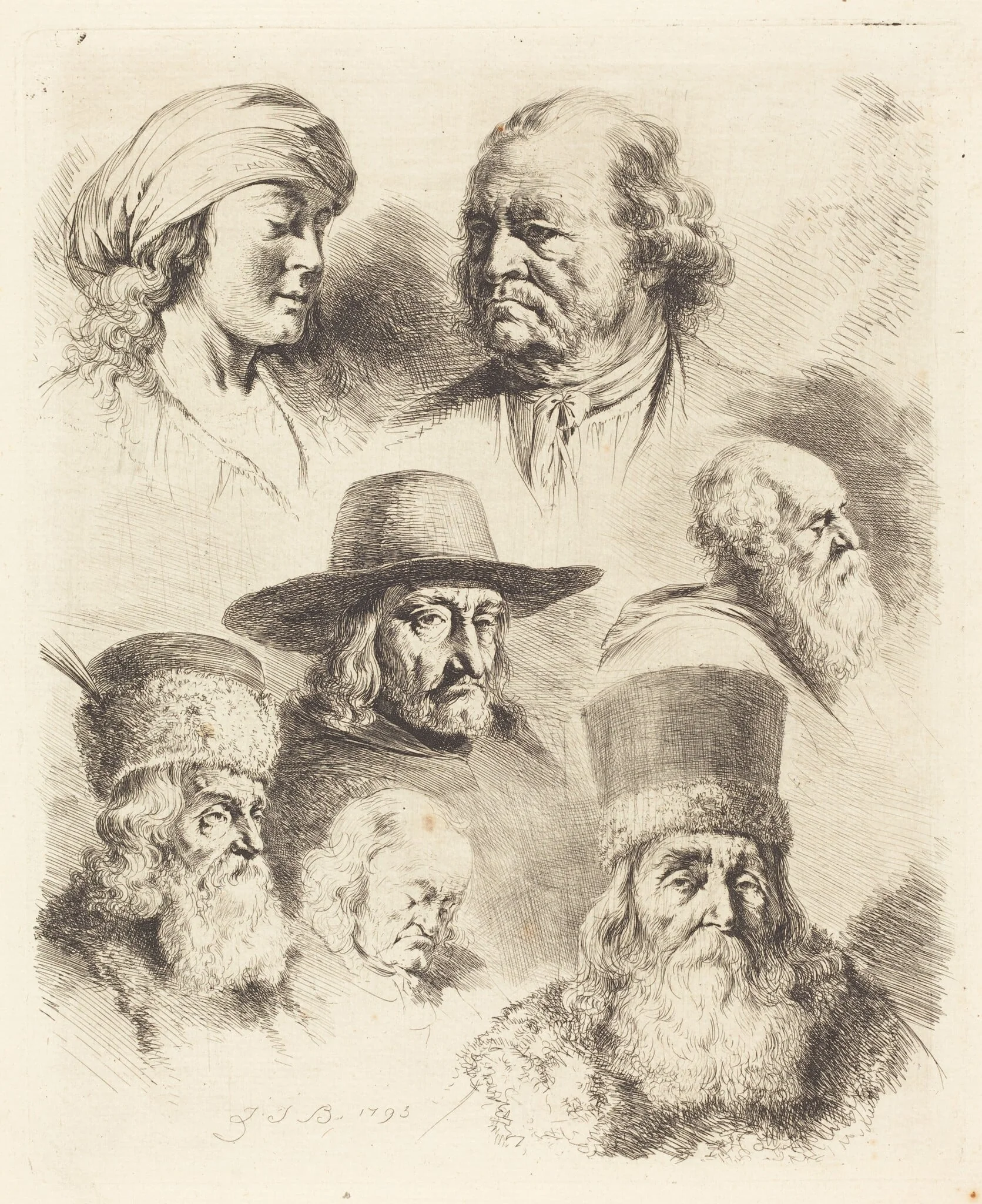 Seven Studies of Heads, detail