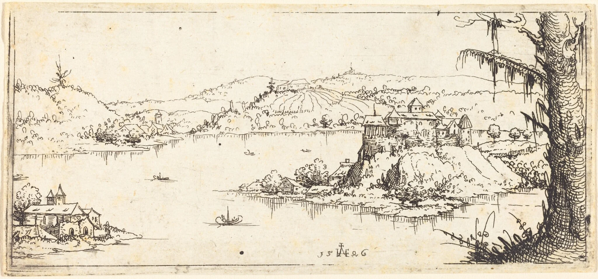 Landscape with a Large Lake at Center, detail