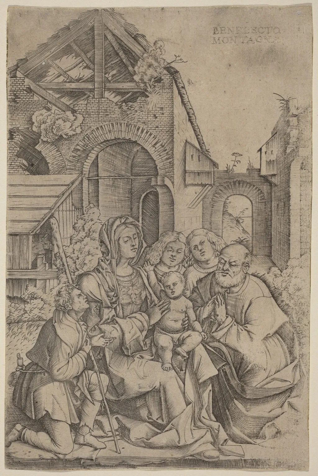 The Nativity, by Benedetto Montagna, ink, 1507