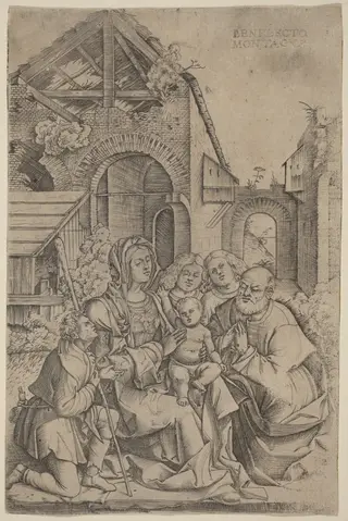 The Nativity, by Benedetto Montagna, ink, 1507