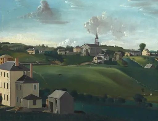 Meetinghouse Hill, Roxbury, Massachusetts, by John Ritto Penniman, oil, 1799