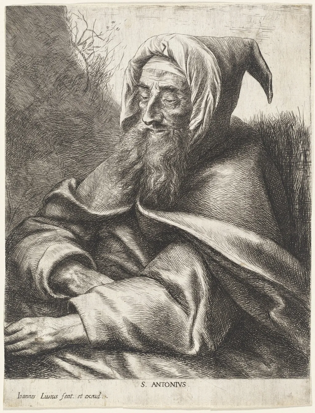 Saint Anthony, by Jan Lievens, ink, 1640