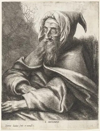Saint Anthony, by Jan Lievens, ink, 1640