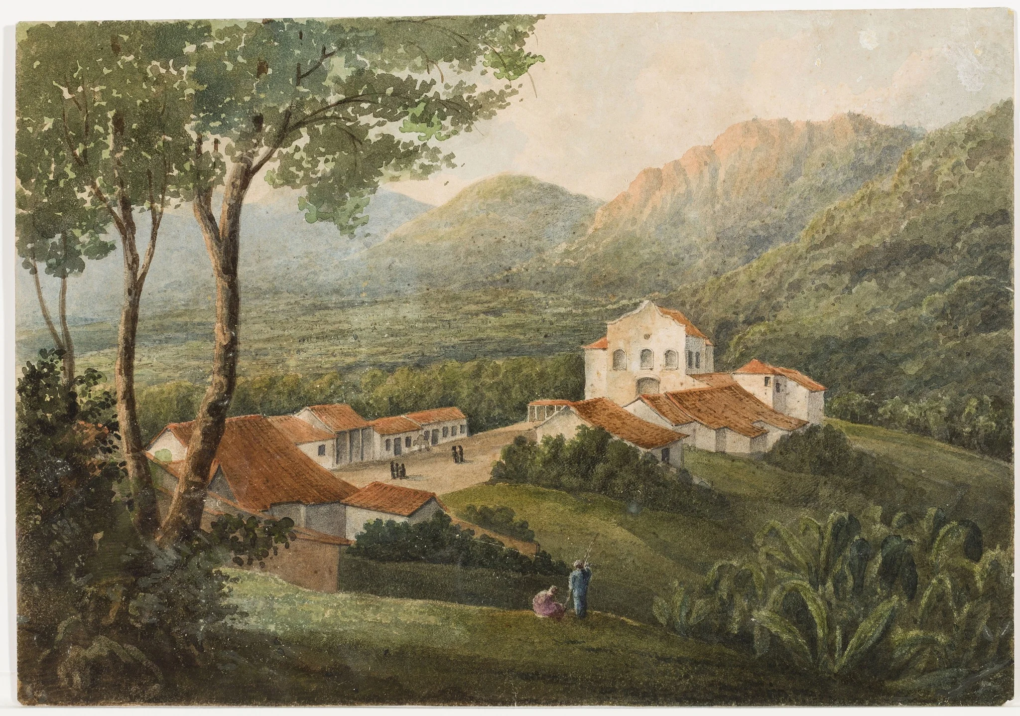 Vila rural e serra (atribuído), detail
