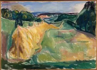 Drying Hay, by Edvard Munch, oil, 1920