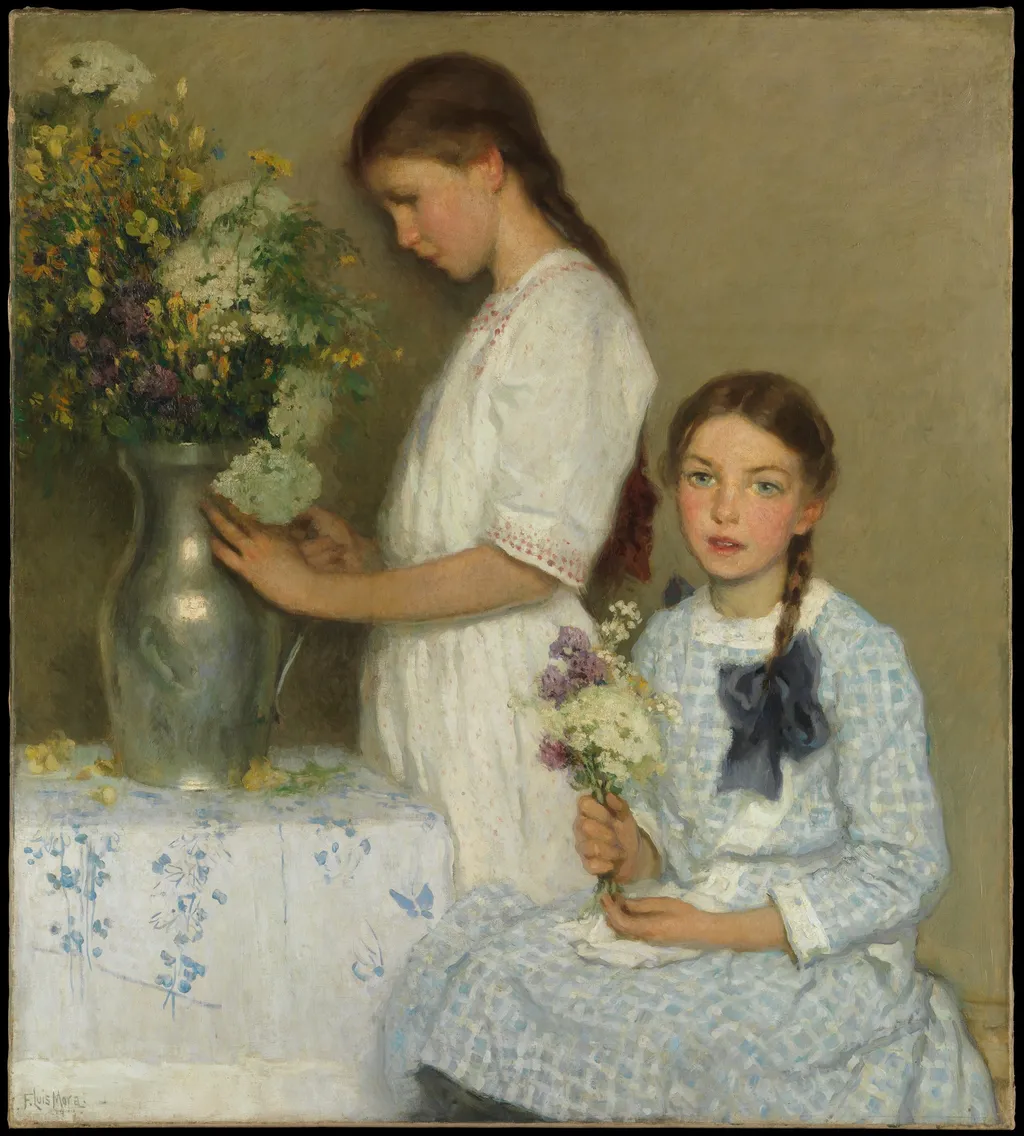 Flowers of the Field, by Francis Luis Mora, oil, 1913