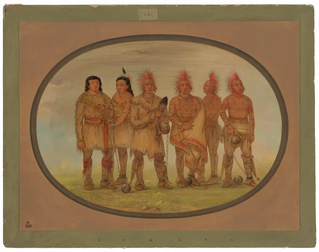 Black Hawk and Five Other Saukie Prisoners, by George Catlin, oil, 1865
