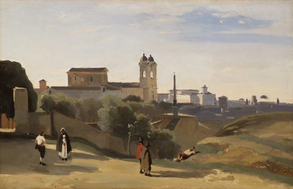 Monte Pincio, Rome, by Jean Baptiste Camille Corot, oil, 1845