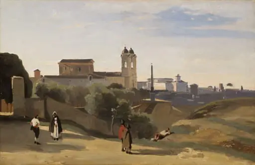 Monte Pincio, Rome, by Jean Baptiste Camille Corot, oil, 1845
