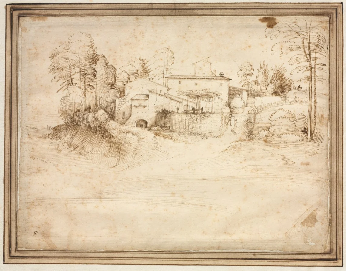 Farmhouse on the Slope of a Hill, detail