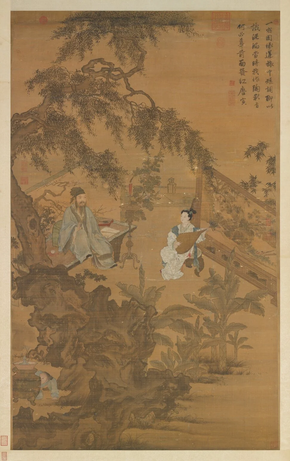 明唐寅陶穀贈詞圖 軸, detail