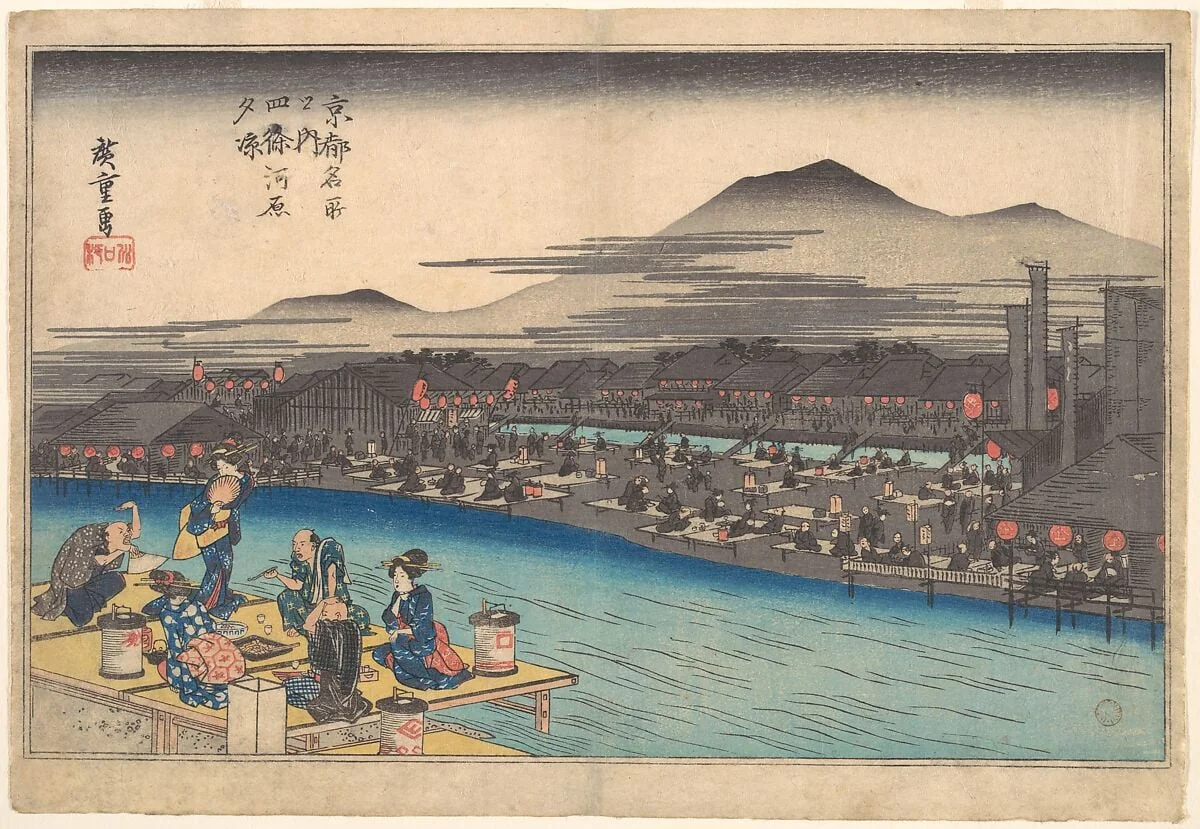京都名所之内 四条河原夕涼|Cooling off in the Evening at Shijogawara, detail