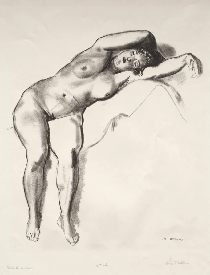 Nude Study, Woman Stretched on Bed, detail