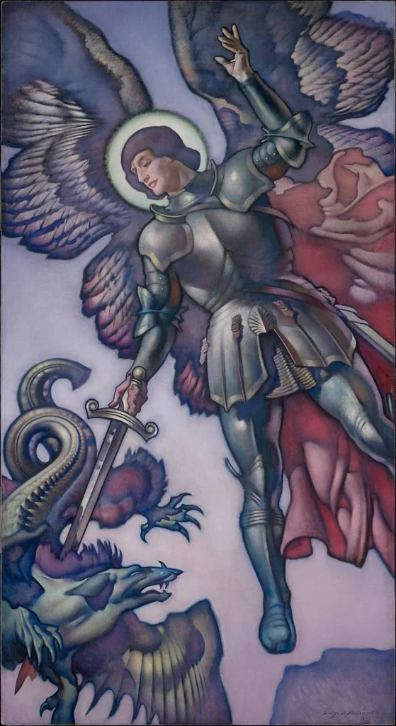 St. Michael Slaying the Dragon, detail