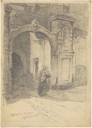 Dordrecht, by Walter Shirlaw, graphite, 1874