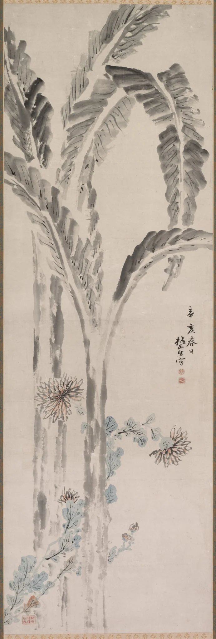 Banana Plant and Chrysanthemum, detail