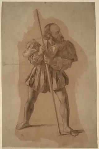 Figure Costume Study for Columbus Mural, Washington, D.C., by John Vanderlyn, ink, 1837