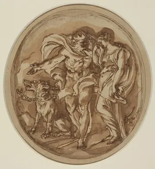 Pluto Bringing Proserpine to the Gates of Hell, by Carlo Maratta, chalk, 1669