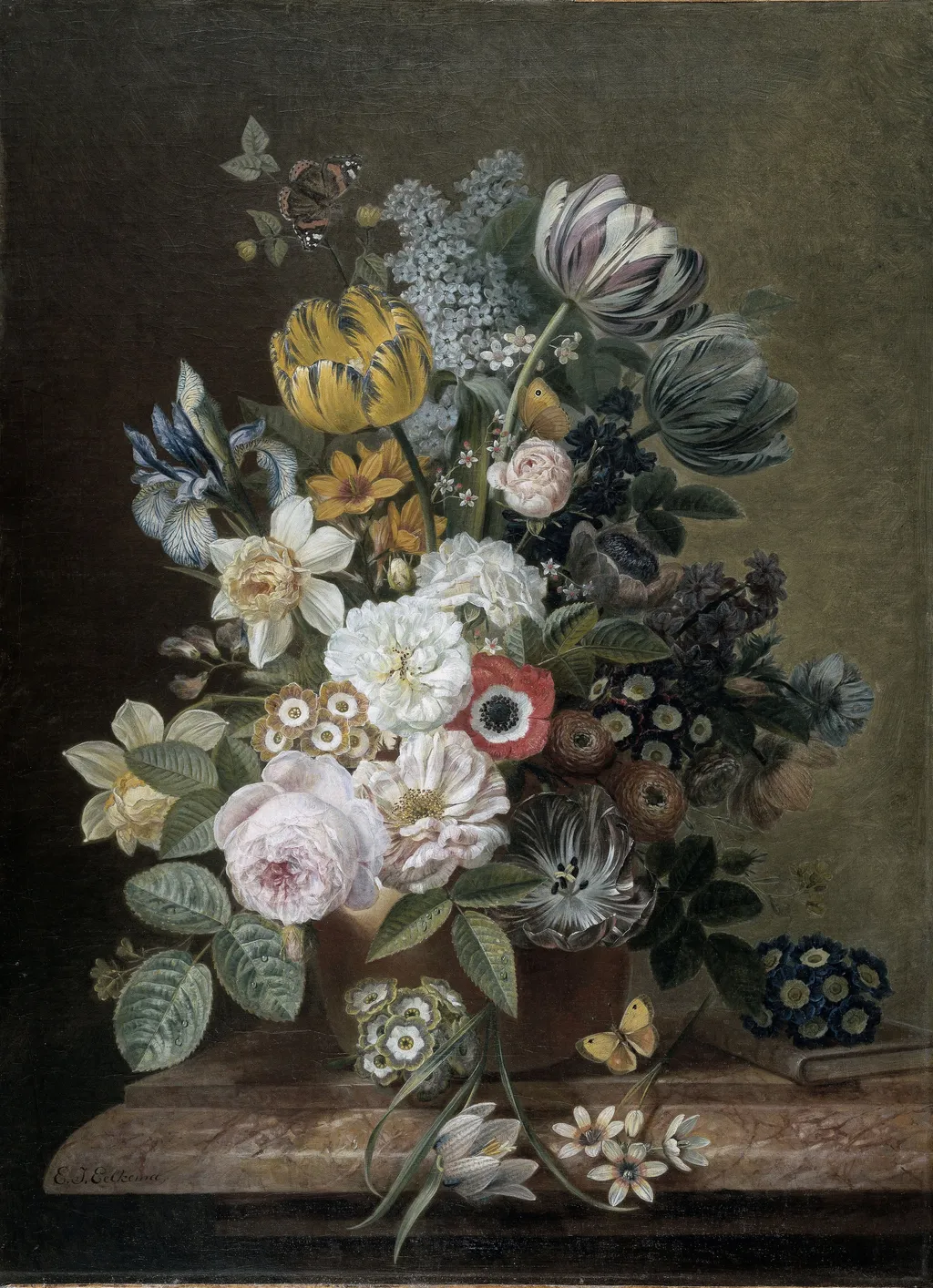 Still Life with Flowers, by Eelke Jelles Eelkema, oil, 1827