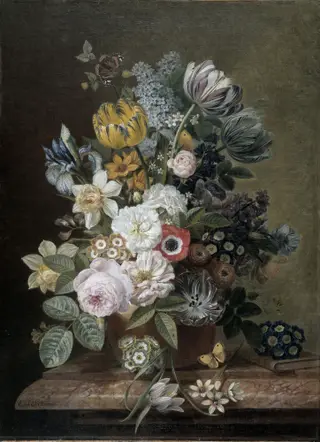 Still Life with Flowers, by Eelke Jelles Eelkema, oil, 1827