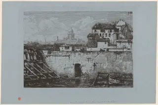 Ruines de l'Hôtel de Brentonvilliers, à la pointe de l'île Saint-Louis, by Gabrielle-Marie Niel, ink, 1875