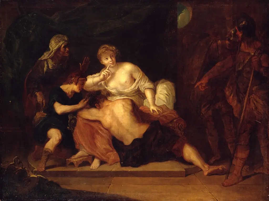 Samson and Delilah, by Antoine Pesne, oil, 1720