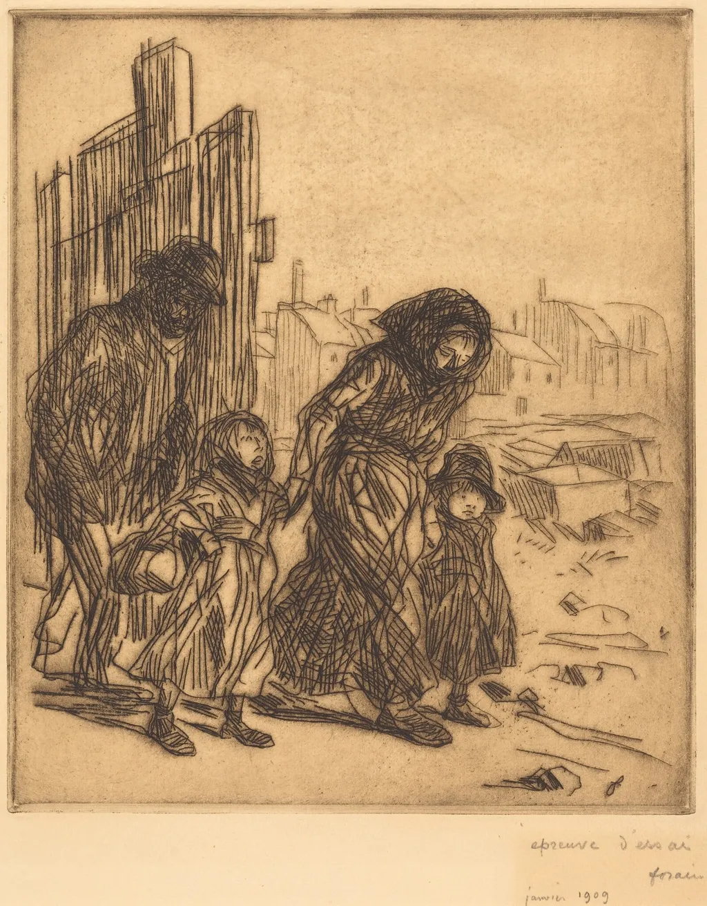 Après la saisie (After the Seizure), by Jean-Louis Forain, ink, 1908