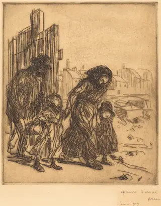 Après la saisie (After the Seizure), by Jean-Louis Forain, ink, 1908