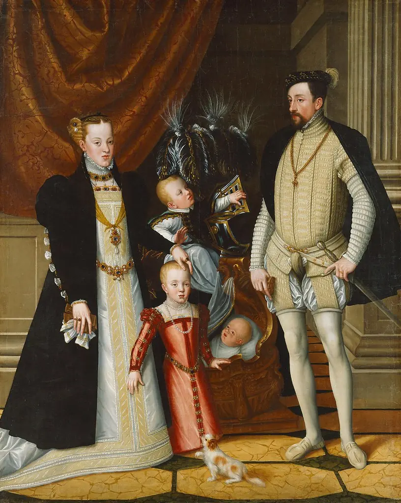 Maximilian II, His Wife and Three Children, by Giuseppe Arcimboldo, oil, 1563