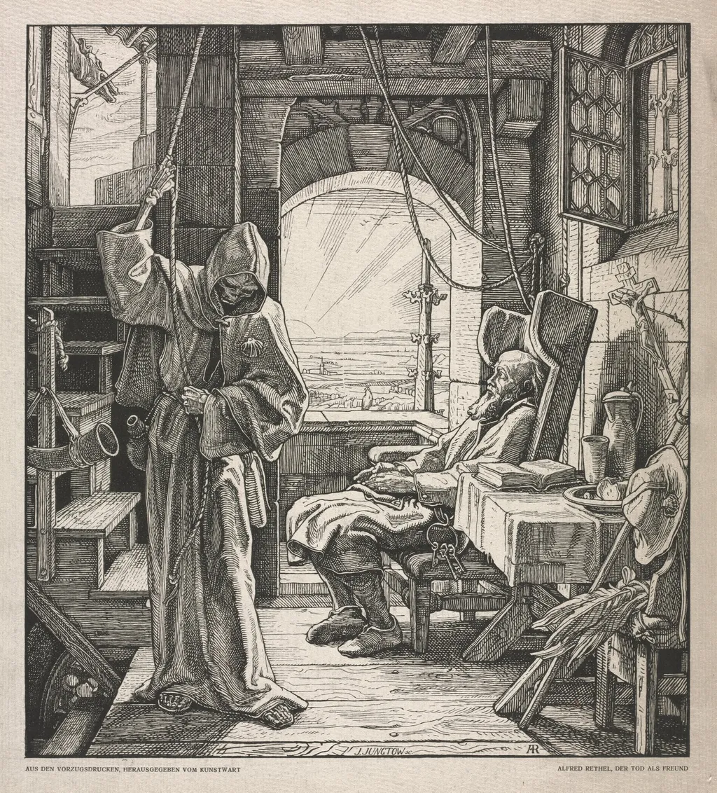 Dance of Death:  Death as a Friend, by Alfred Rethel, 1850