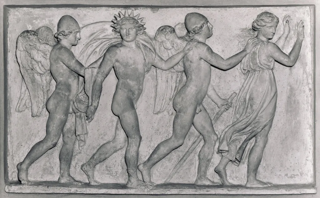 Døgnets tider. Symboliseret ved fire vingede skikkelser, by Bertel Thorvaldsen, unspecified, 1798