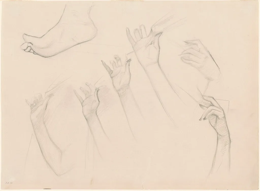 Studies for "Fumee d'Ambre Gris", by John Singer Sargent, graphite, 1880