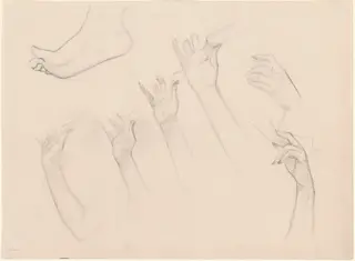Studies for "Fumee d'Ambre Gris", by John Singer Sargent, graphite, 1880