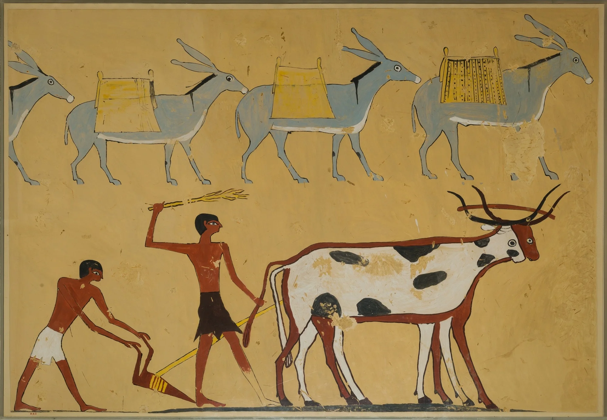 Laden Donkeys and Ploughing, Tomb of Djar, detail