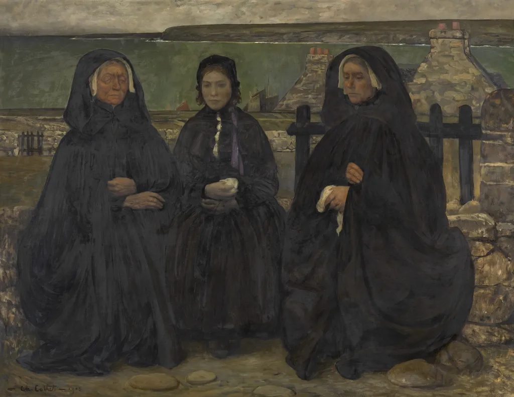 Breton Women in Mourning, by Charles Cottet, oil, 1903