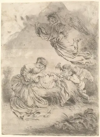 The Madonna and Child, by Giovanni Benedetto Castiglione, ink, 1655