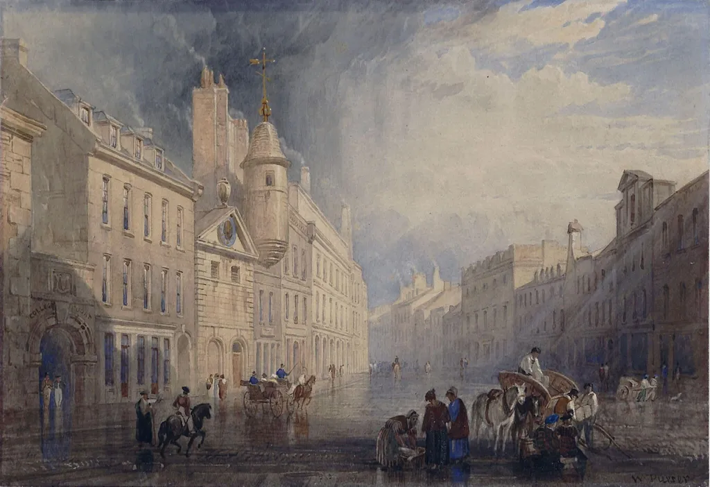 Broad Street, Aberdeen, by William Purser, watercolor, 1824