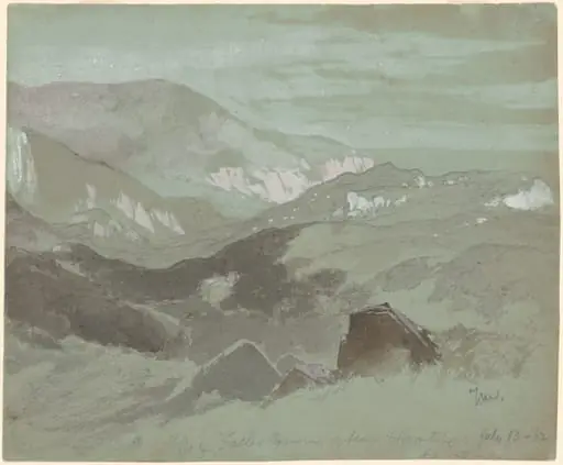 Cliffs of Ecclesbourne Near Hastings, by Thomas Moran, gouache, 1862