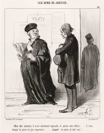Mon cher monsieur... impossible de plaider votre affaire, by Honoré Daumier, ink, 1846