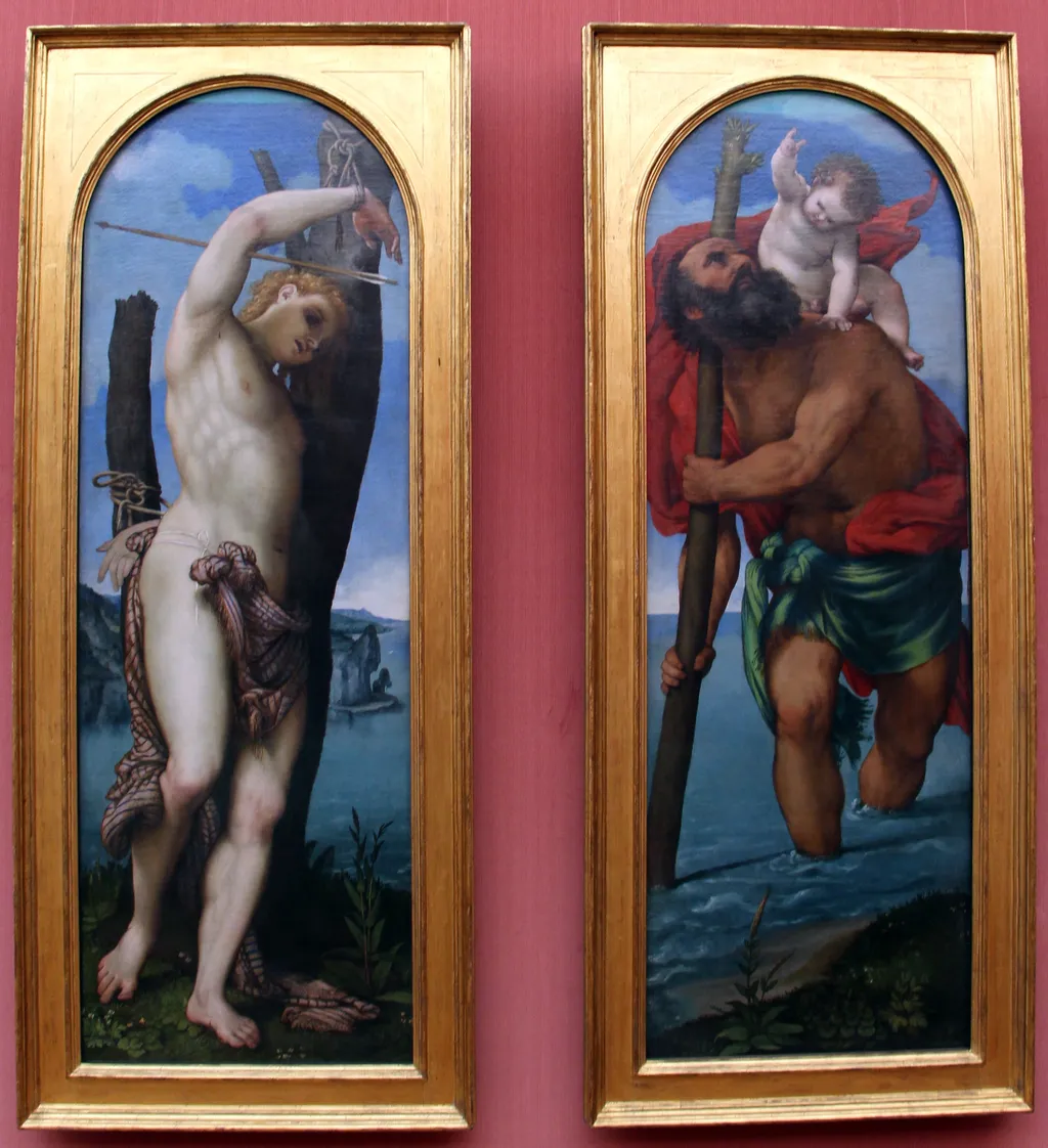 The saints Sebastian and Christopher, by Lorenzo Lotto, paint, 1531