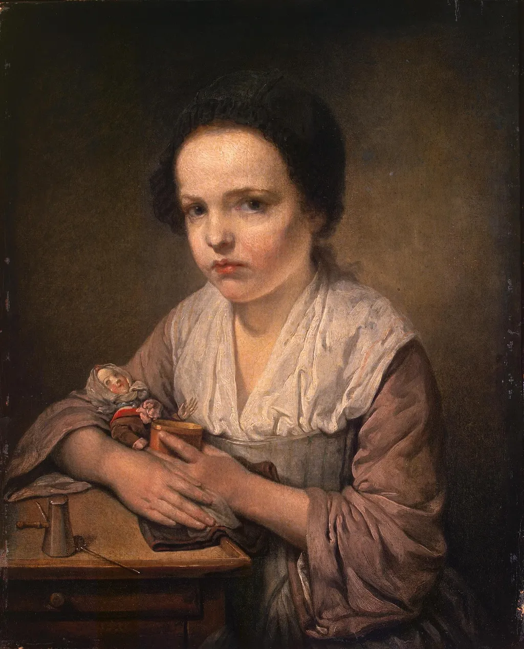 Girl with a Doll, by Jean-Baptiste Greuze, oil, 1750