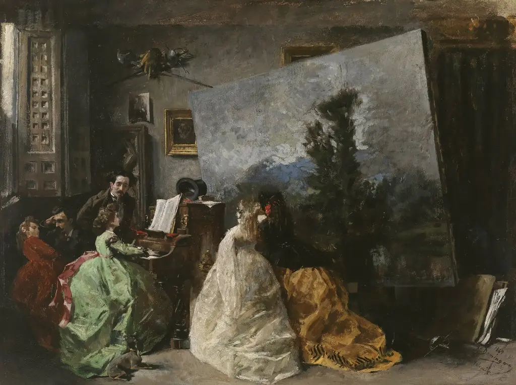 Interior del estudio de Muñoz Degrain en Valencia, by Francisco Domingo Marqués, oil, 1867