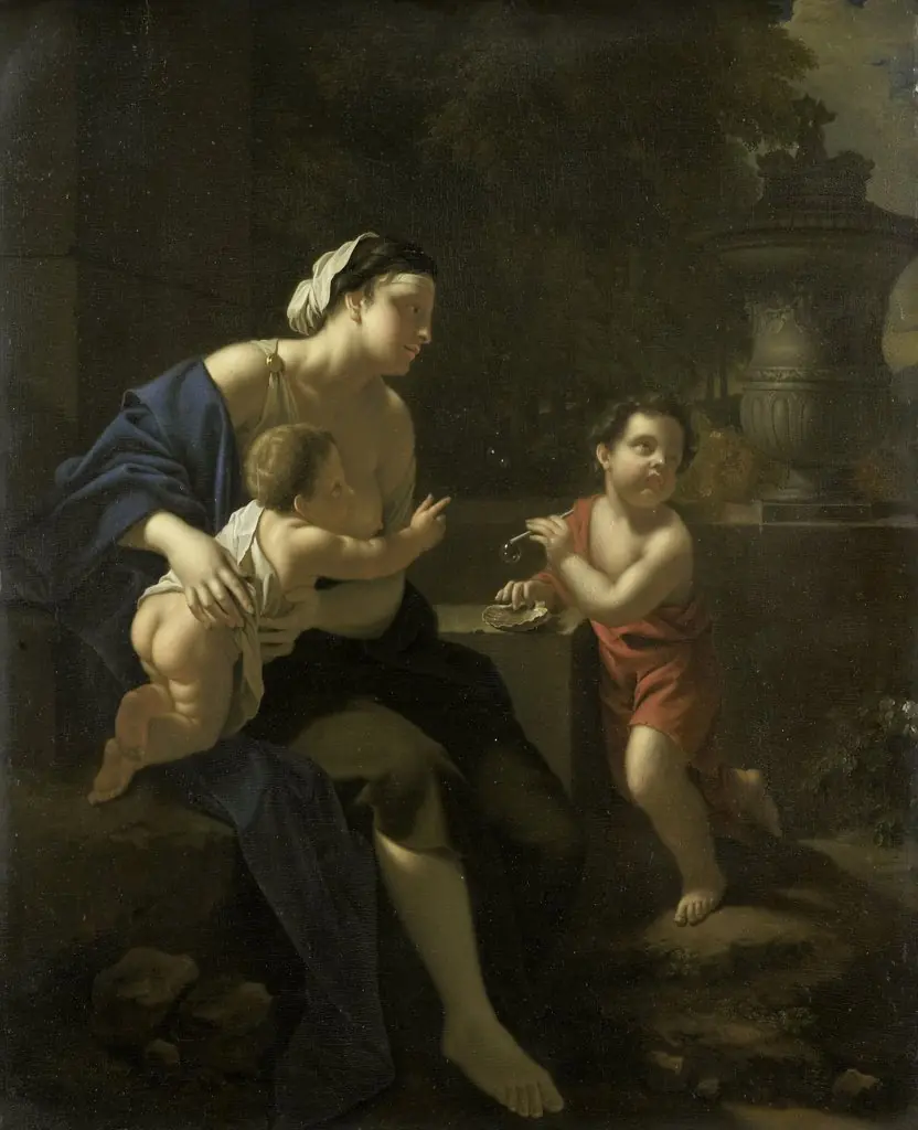 Blowing Bubbles, by Adriaen van der Werff, oil, 1711