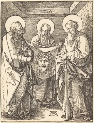 Saint Veronica between Saints Peter and Paul, by Albrecht Dürer, ink, 1510
