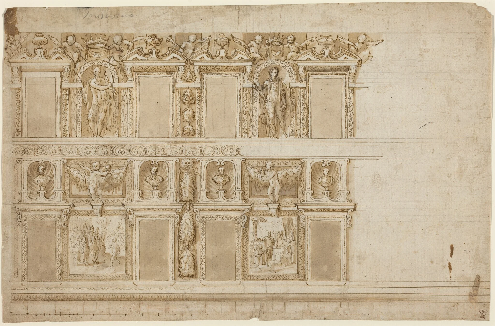 A Palatial Wall Ornamented with Sculptures and Paintings, detail