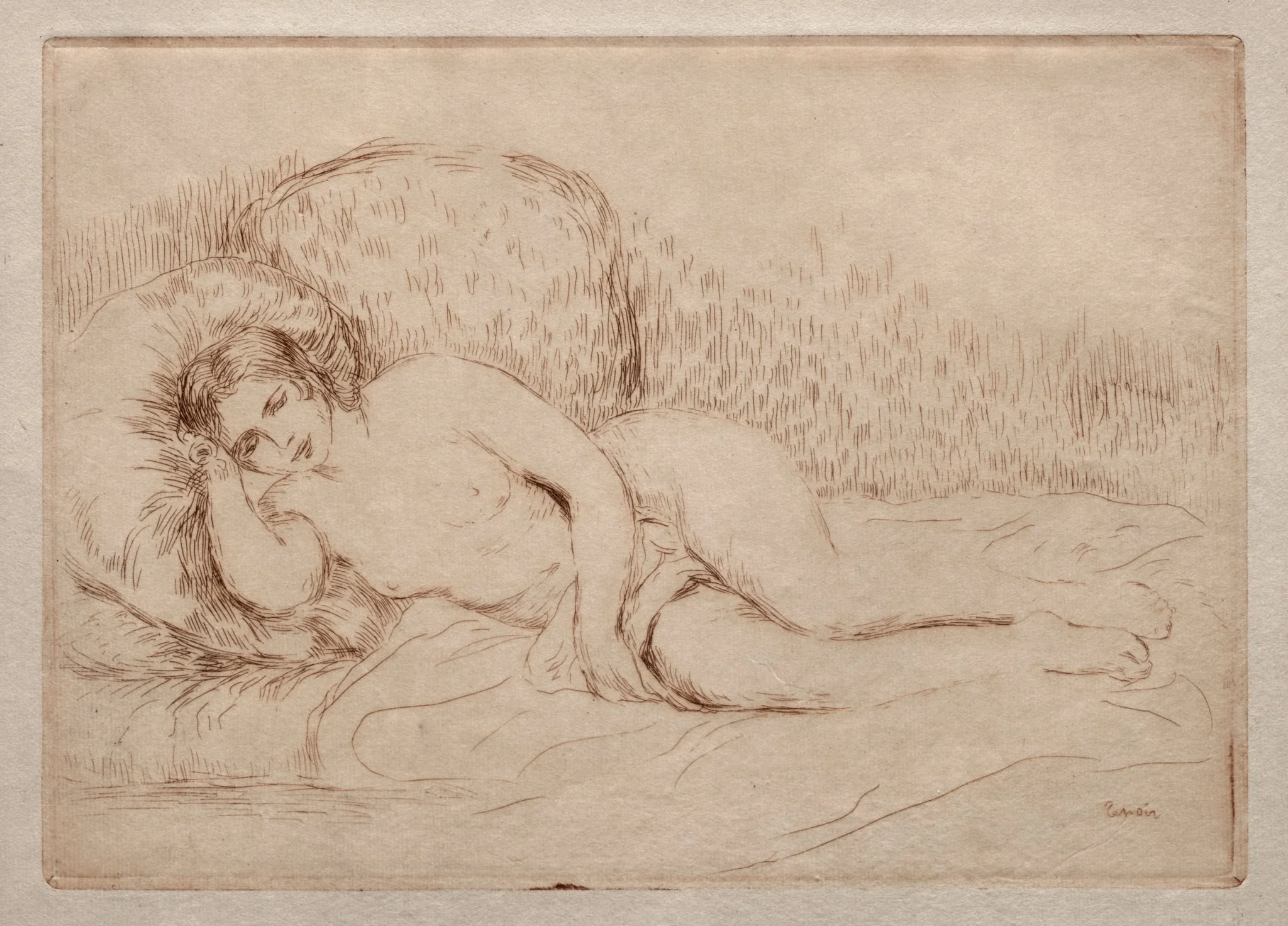 Femme nue couchée, detail