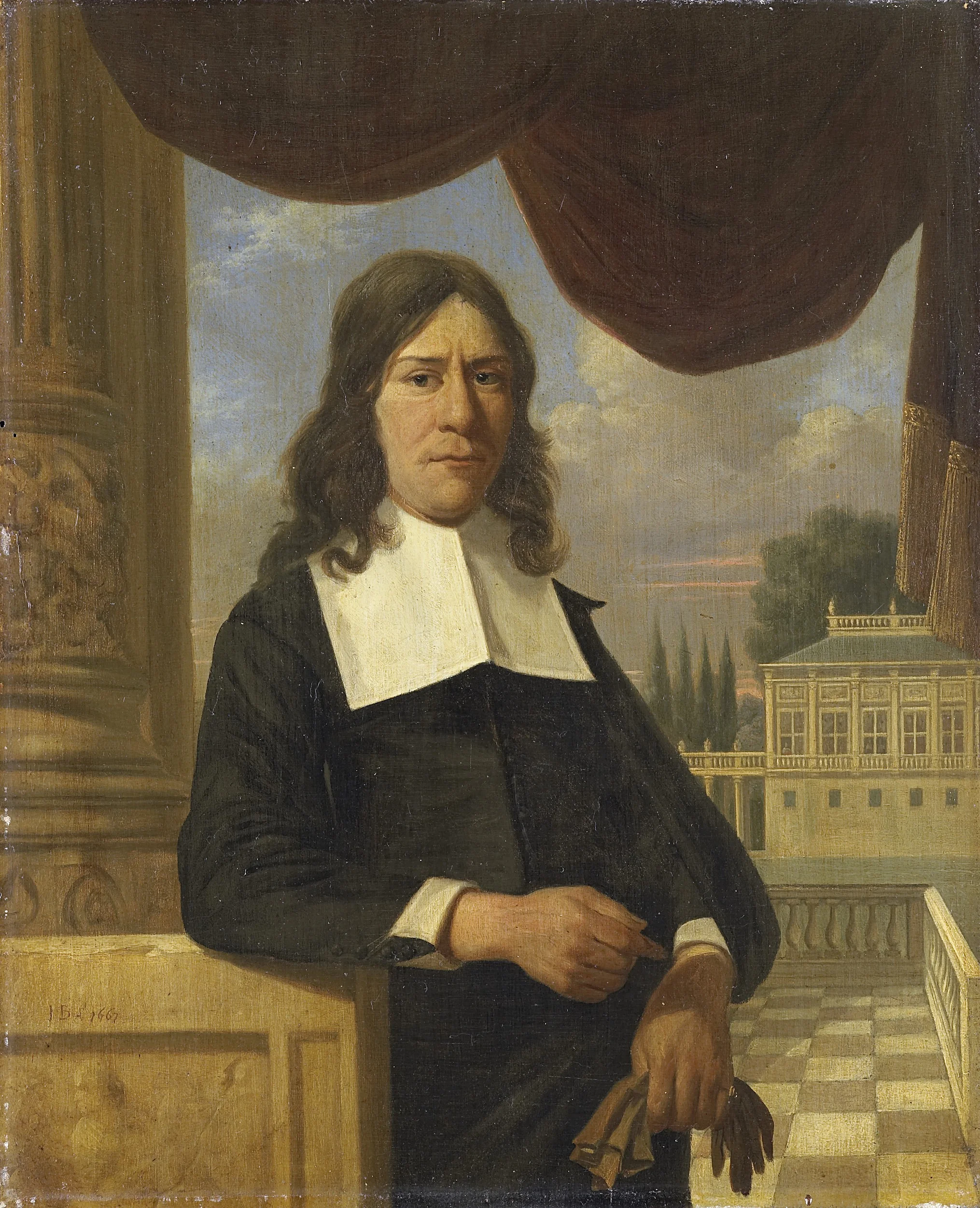 Portrait of Nicolaes Eichelberg (d 1699), Haarlem merchant and husband of Helena van der Schalke, detail