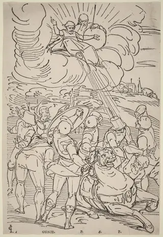 The Conversion of Saint Paul, by Master G.G.N., ink, 1600