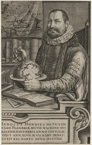 Jodocus Hondius, by Jodocus Hondius I, ink, 1588